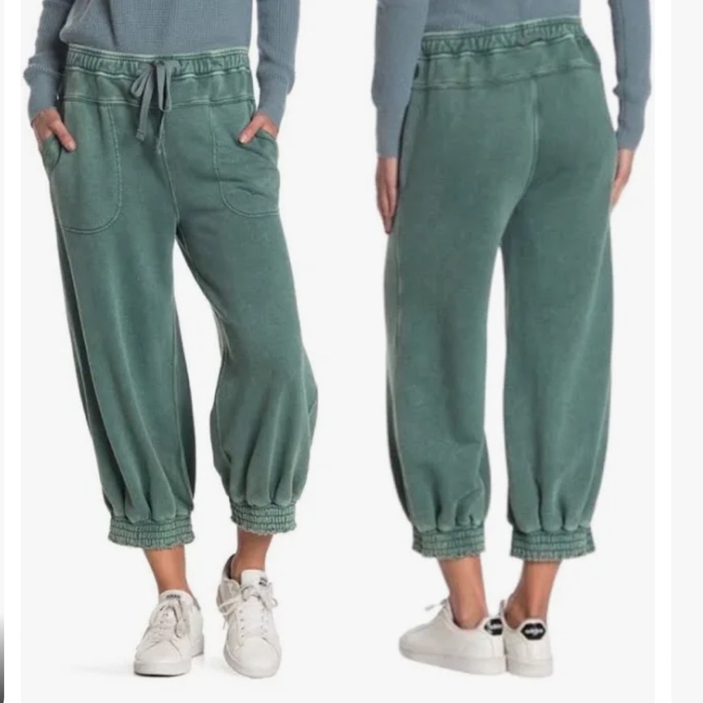 Free People Sage Green Cropped Sweat Joggers